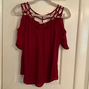 MNK brand maroon off the shoulder shirt